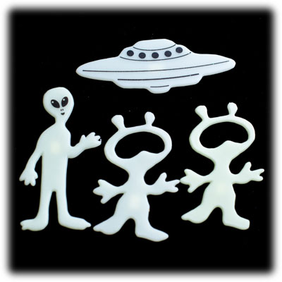 Инопланетяне и НЛО. Светящиеся в темноте игрушки-фигурки